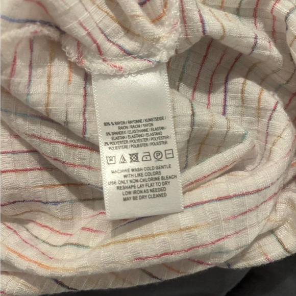 Maeve from Anthropologie White and Rainbow Striped Shirt Size Small. - Picture 6 of 7
